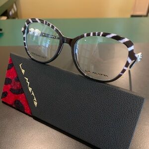 Matta Women's Black & White Striped Cat-Eye Glasses